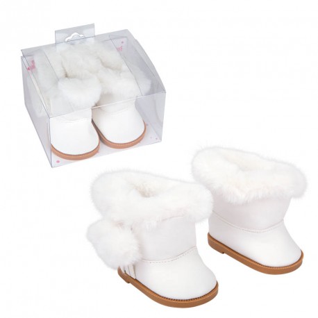 SET BOTAS BLANCAS CON PELO PARA MUÑECOS DE 45 CM 