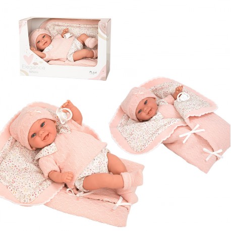 MUÑECA ELEGANCE 35 CM BABYTO ROSA MANTA (MUÑECO DE PESO)