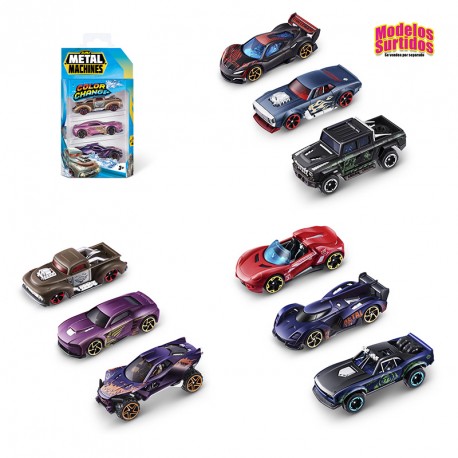 PACK 3 COCHES METAL MACHINES CAMBIO DE COLOR