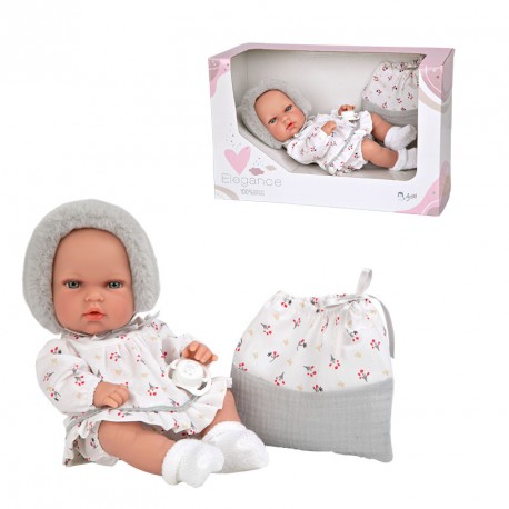 MUÑECA ELEGANCE 30 CM NATAL GRIS BOLSA MULTIUSOS (CUERPO VINYL, SEXO NIÑA)