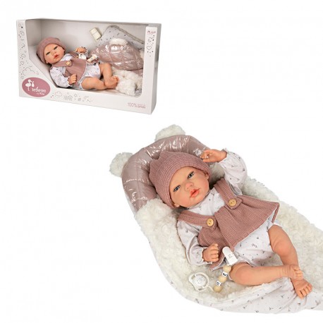 MUÑECA REBORN ARIAS 40 CM SANDRA ROSA MANTA