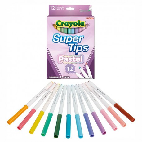 ROTULADORES 12 SUPER PUNTA SUPER TIPS LAVABLES COLORES PASTEL