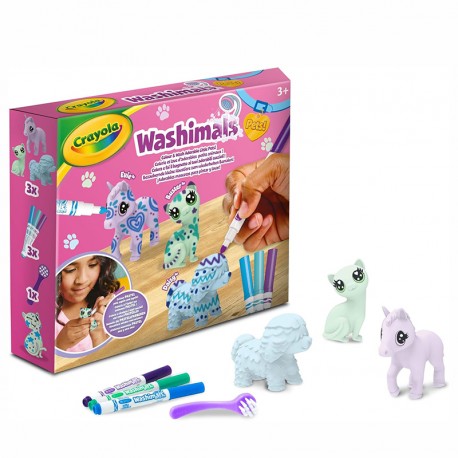 WASHIMALS PETS SET 3 MASCOTAS COLORES PASTEL 
