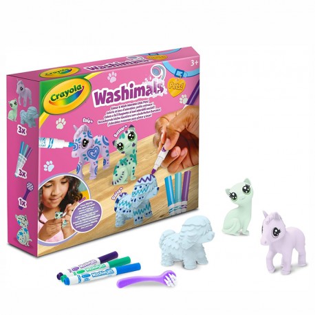 WASHIMALS PETS SET 3 MASCOTAS COLORES PASTEL