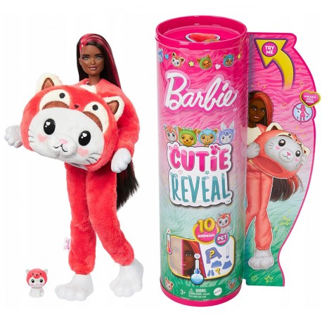 BARBIE CUTIE REVEAL SERIE DISFRACES GATITO PANDA ROJO
