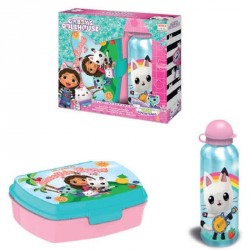 BOTELLA ALUMINIO 500ML + SANDWICHERA GABBYS DOLLHOUSE  