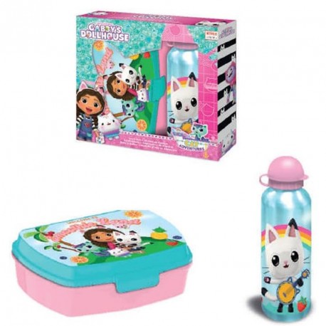 CANTIMPLORA ALUMINIO 500ML + SANDWICHERA GABBYS DOLLHOUSE 