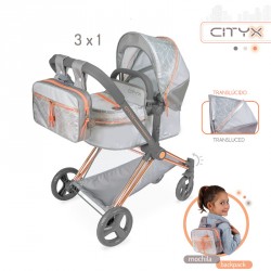 CITYX COCHE DE MUÑECA 3X1 PLEGABLE - NOVEDAD, PARA MUÑECAS DE HASTA 50 CM.   