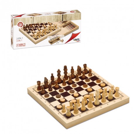 3 EN 1 AJEDREZ-DAMAS-BACKGAMMON