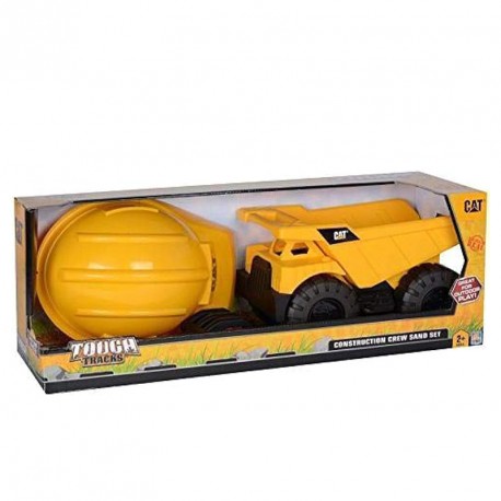 CAT CONSTRUCTION FLEET SAND SET SET DE 1 VEHICULO DE CONSTRUCCION DE 25 CM CON CASCO Y RASTRILLO