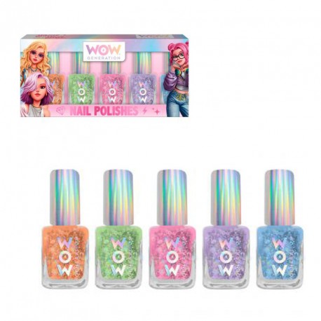 ESMALTE DE UÑAS PACK DE 5 BOTES COLORES PASTEL WOW GENERATION