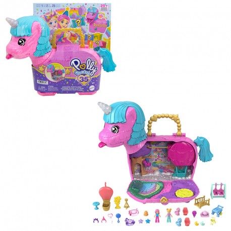 POLLY POCKET COFRE PARA MINI MUÑECAS UNICORNIO PARTYLAND