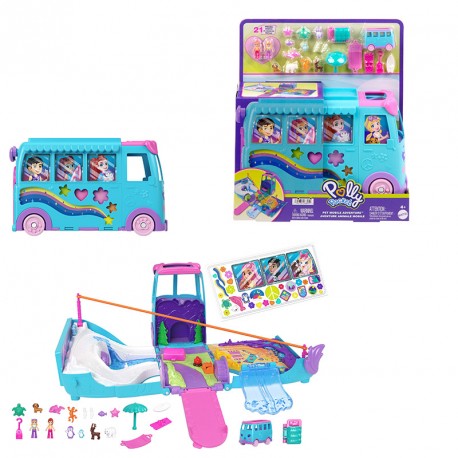 POLLY POCKET AVENTURA ANIMAL ESTUCHE FURGONETA PARA MINI MUÑECAS