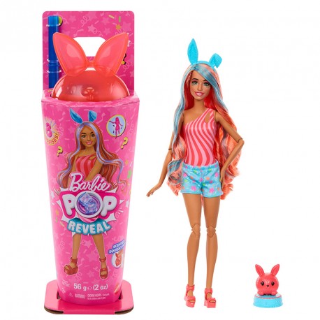 BARBIE POP REVEAL FIESTA DE ANIMALES MUÑECA CON VASO ROSA