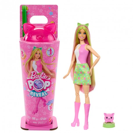 BARBIE POP REVEAL FIESTA DE ANIMALES MUÑECA CON VASO NARANJA