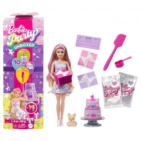 BARBIE PARTY REVEAL MUÑECA MORADA CON SORPRESAS