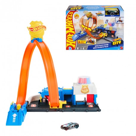 HOTWHEELS CITY SUPER ESTACION DE POLICIA PISTA PARA COCHES DE JUGUETE