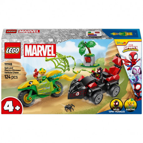MARVEL SPIN Y ELECTRO DUELO DE VEHICULOS DINOSAURIO