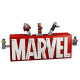 MARVEL LOGOTIPO MARVEL Y MINIFIGURAS