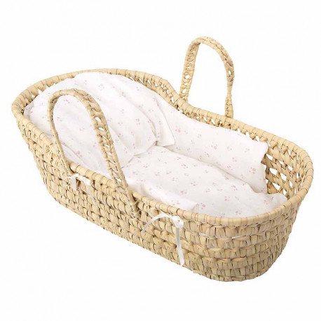 CANASTILLA MIMBRE CON DOS ASAS, PROTECTOR, COLCHON Y COJIN 28X52X20 CM / ALTURA ASAS 29 CM 