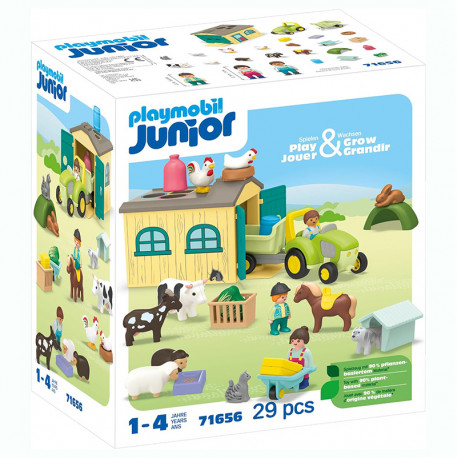 JUNIOR AVENTURA EN LA GRANJA CON TRACTOR, REMOLQUE Y ANIMALES 