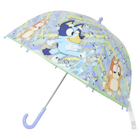 BLUEY PARAGUAS MANUAL INFANTIL TRANSPARENTE BURBUJA 48 CM