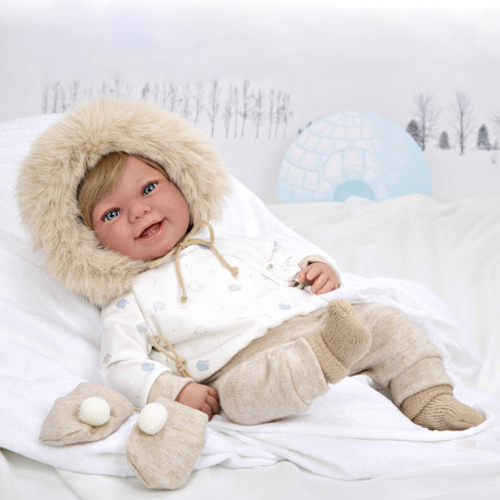 MUÑECA ELEGANCE 45 CM ZOE BEIGE MANOPLAS PELO (MUÑECO DE PESO)