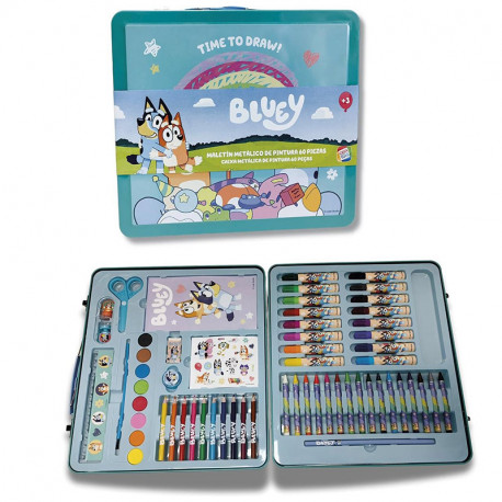 BLUEY MALETIN METALICO DE PINTURAS 60 PIEZAS