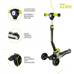 PATINETE DE TRES RUEDAS CON LUZ FRONTAL LED OLSSON ALIEN