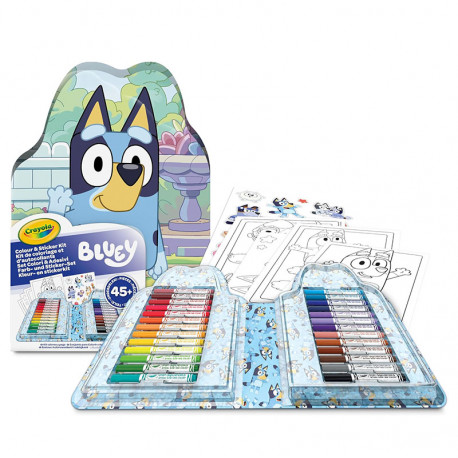 MALETIN 45 PIEZAS BLUEY PARA COLOREAR CON STICKERS  