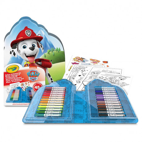 MALETIN 45 PIEZAS PAW PATROL PARA COLOREAR CON STICKERS  