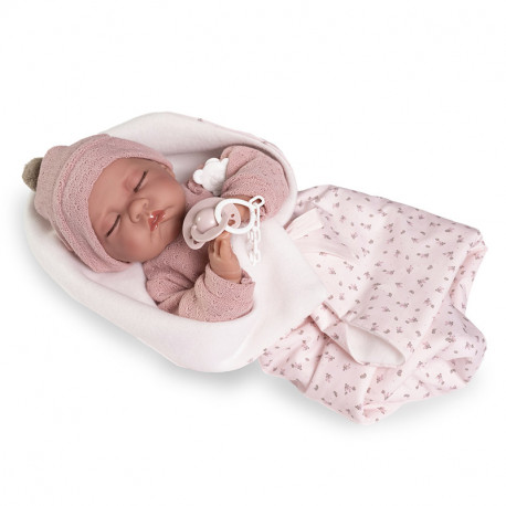 MUÑECA RECIEN NACIDA LUNA CON MANTITA 42 CM