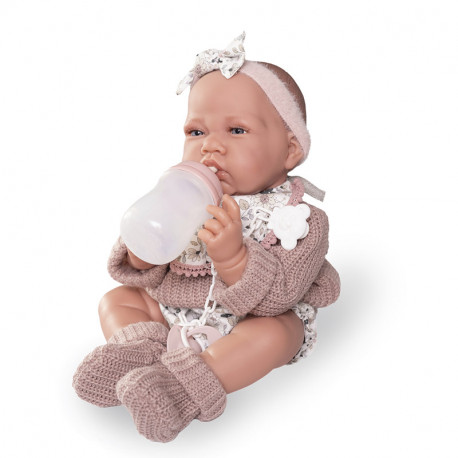 MUÑECA RECIEN NACIDA LUA BOLITAS BABERO 42 CM