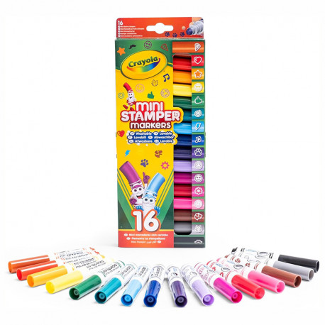 MINI ROTULADORES 16 ESTAMPADORES LAVABLES EMOJI 