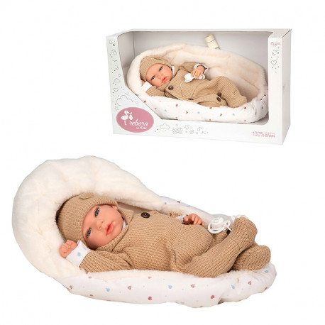 MUÑECA REBORN ARIAS 40 CM OLONA BEIGE SACO DORMIR