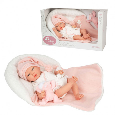 MUÑECA REBORN ARIAS 40 CM ARIEL ROSA COJIN PELUCHE