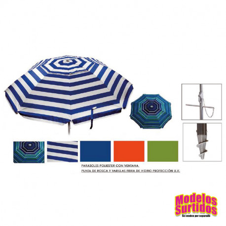 PARASOL 160 VARILLA FIBRA C/VENTOSA C/ROSCA