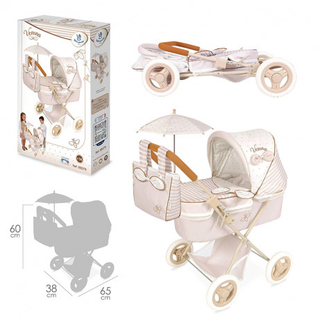 VERONA COCHE DE MUÑECA PLEGABLE CON SOMBRILLA Y BOLSO