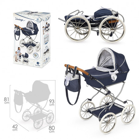 VINTAGE COCHE DE MUÑECA PLEGABLE CON BOLSO