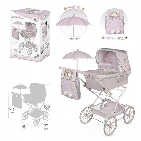 SOPHIE COCHE REBORN PLEGABLE CON SOMBRILLA Y BOLSO