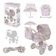SOPHIE COCHE DE MUÑECA PLEGABLE CON SOMBRILLA Y BOLSO