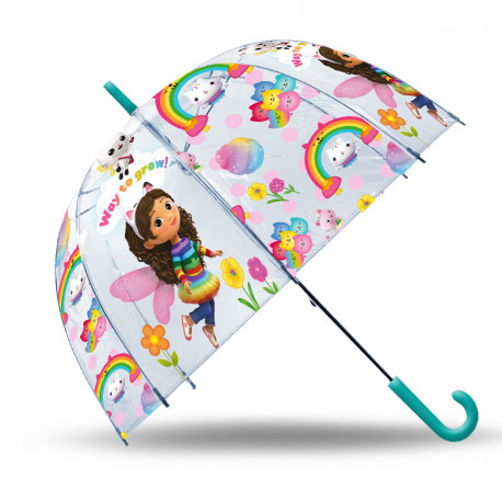 PARAGUAS TRANSPARENTE CAMPANA 46CM MANUAL GABBYS DOLLHOUSE  