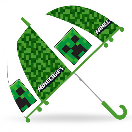 PARAGUAS TRANSPARENTE CAMPANA 46CM MANUAL MINECRAFT 