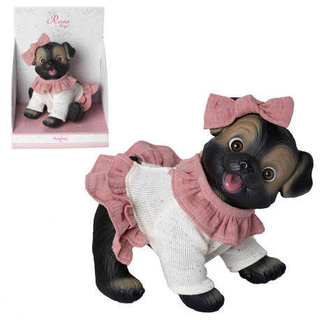 PERRITO NEGRO VESTIDO BEIG C/LAZO
