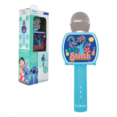 MICROFONO INALAMBRICO STITCH CON ALTAVOZ CAMBIADOR DE VOZ