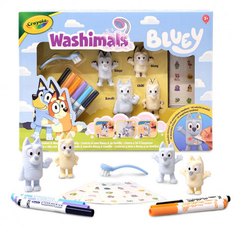 WASHIMALS BLUEY SET 4 MASCOTAS CON STICKERS