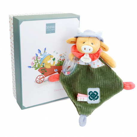 DOUDOU SONAJERO DE PELUCHE VACA ANETH