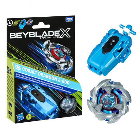 BEYBLADE X LANZADOR PREMIUM CON PEONZA Y LANZADOR AZUL