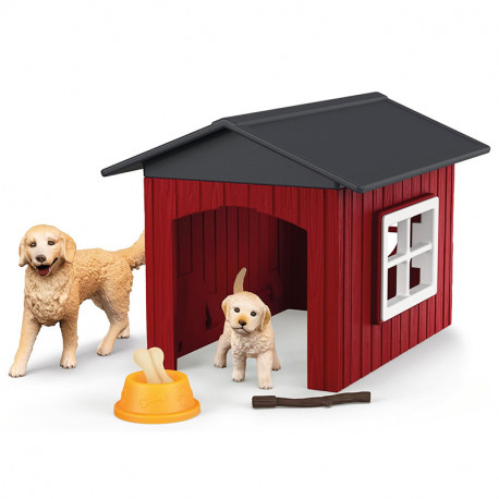 CASETA DE PERRO CON GOLDEN RETRIEVERS
