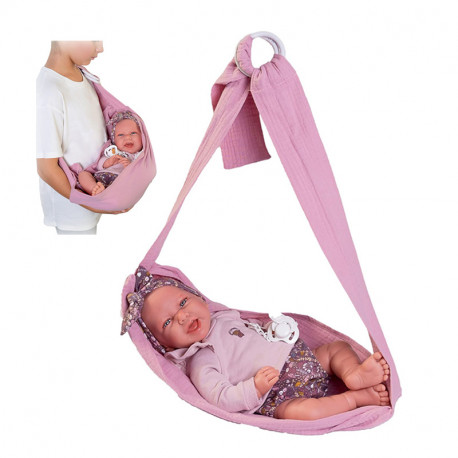 MUÑECA RECIEN NACIDA CARLA CON FULAR PORTABEBE 42 CM